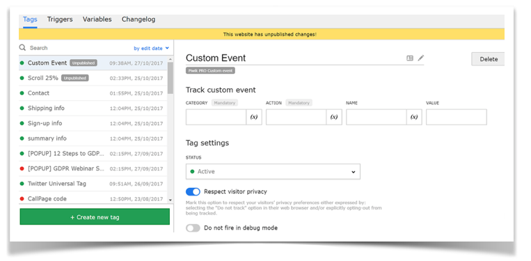 Piwik Event Tracking